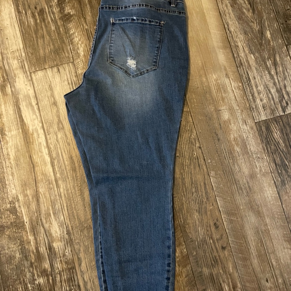 Code Bleu Blue Skinny Jeans with Distressed Details